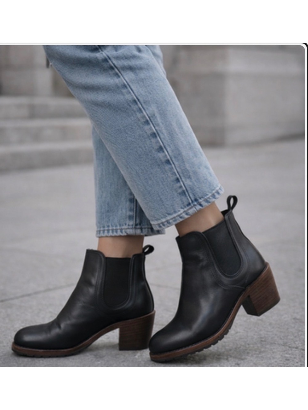 Red Wing Harriet Black Leather Chelsea Ankle Boots with Block Heel Size 8.5B